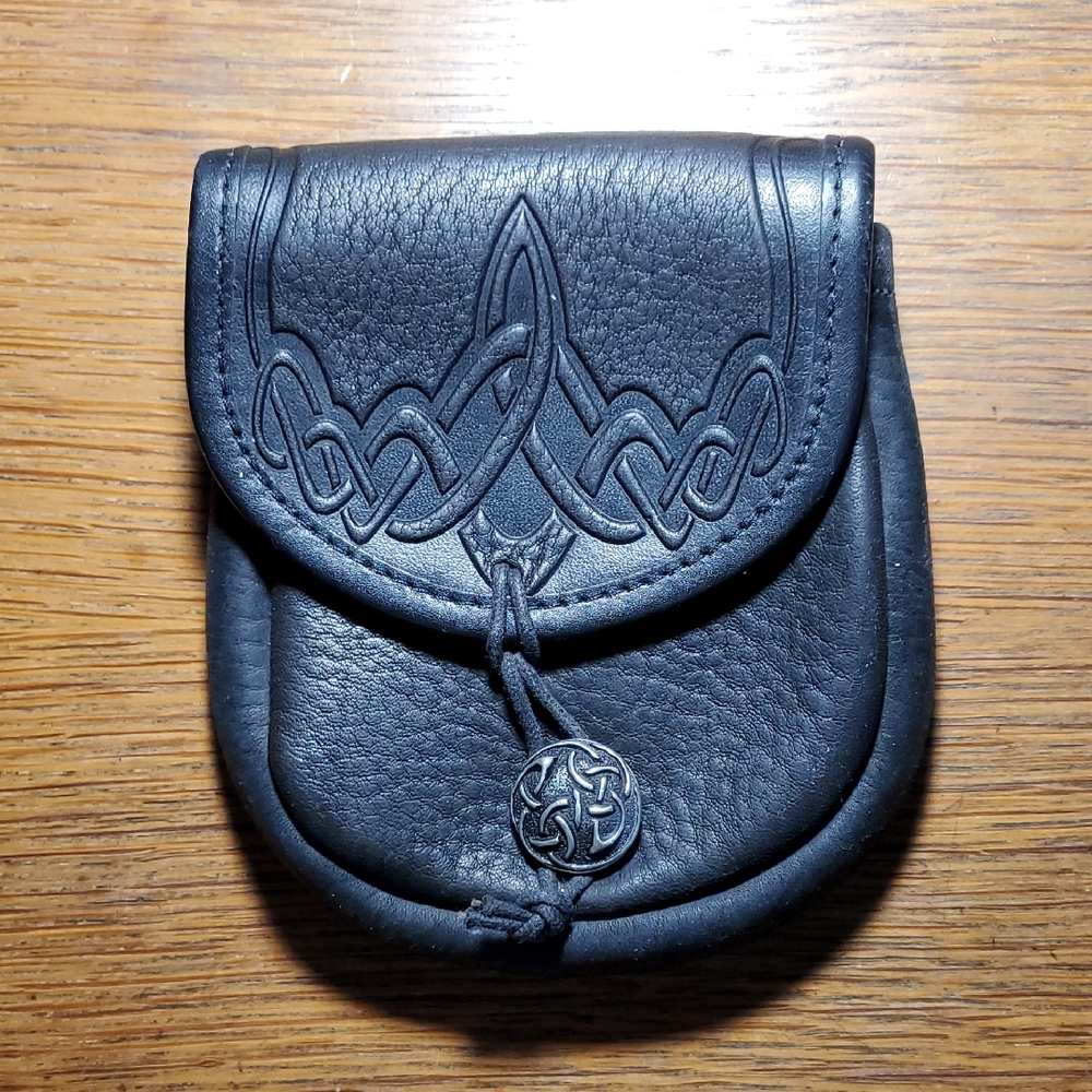 Black Leather Celtic Pouch